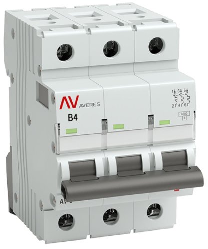 Выключатель автоматический EKF Averes AV-6 3п 4А B 6кА картинка